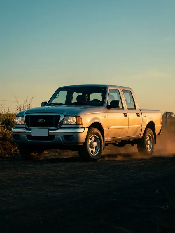 Caminhonete Ford Ranger em estrada de terra: tampas Trink para Arla 32
